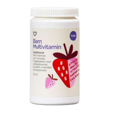 Hjaertats Barn Multivitamin tuggtablett med jordgubbsmak