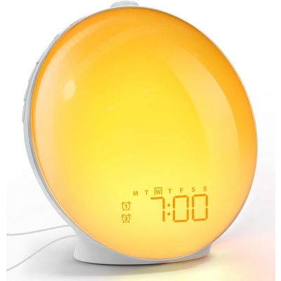 vaeckarklocka solnedgangssimulering vaeckningsljus rotationsknapp snoozefunktion