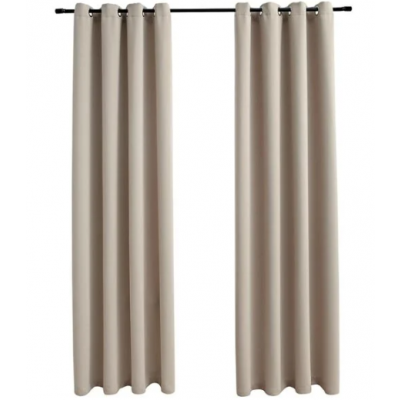 vidaXL Moerklaeggningsgardiner med metallringar 2 st beige 140x225 cm