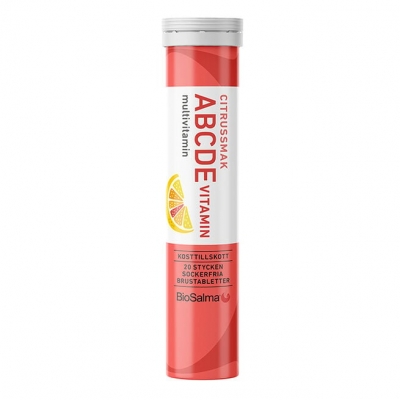 BioSalma ABCDE-vitamin Citrus 20 brustabletter