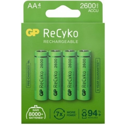 GP ReCyko AA-batteri 2600mAh Uppladdningsbart 4-pack