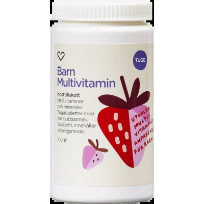 Hjärtats Barn Multivitamin tuggtablett med jordgubbsmak