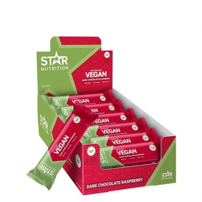 Star Nutrition 12 x Vegan Proteinbar 55 g                                                                     Raspberry Chocolate