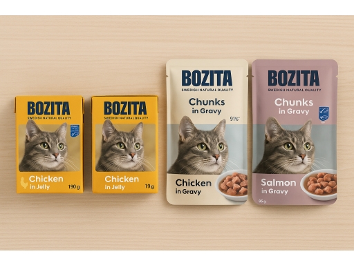Olika sorters Bozita kattmat