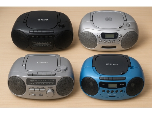 Olika sorters cd-spelare med radio