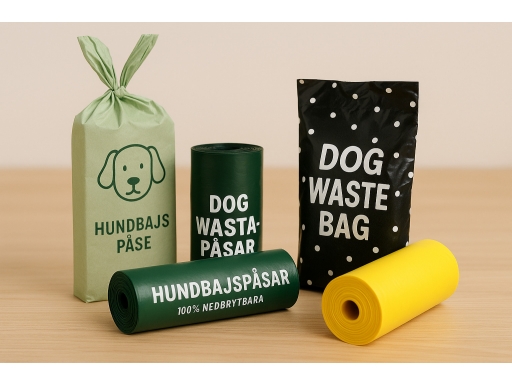 Olika sorters Hundbajspåsar