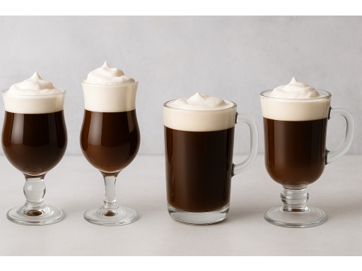 Olika sorters Irish coffee glas