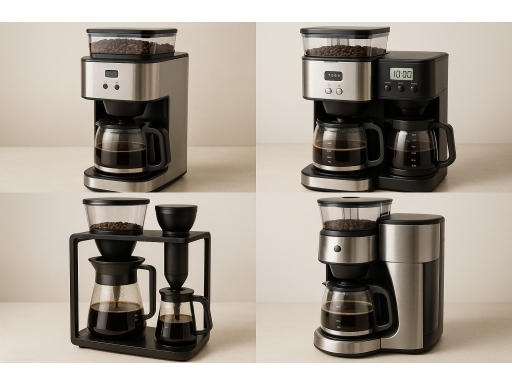 Olika sorters Kaffebryggare med kvarn