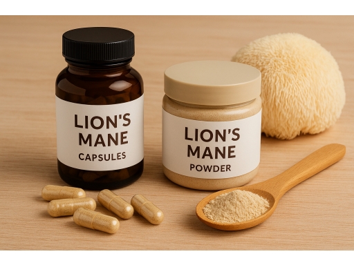 Olika sorters Lions mane kosttillskott