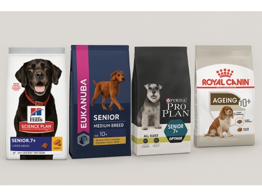 Olika sorters Seniorfoder hund