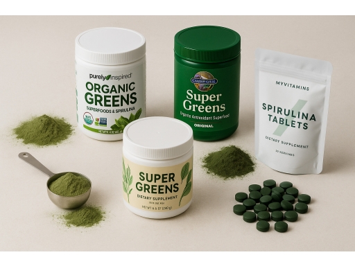 Olika sorters Supergreens Kosttillskott