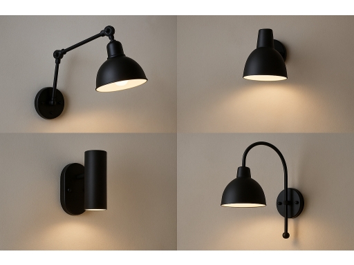 Olika sorters vägglampa svart