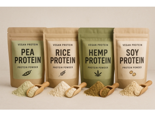 Olika sorters Veganskt proteinpulver