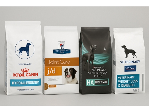 Olika sorters Veterinärfoder hund