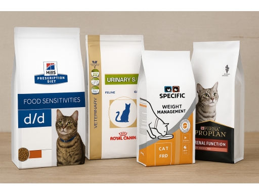 Olika sorters Veterinärfoder katt