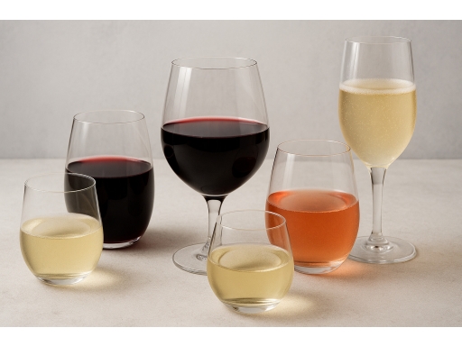Olika sorters Vinglas utan fot