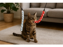 Produktguide testar  Kattspö med plyschhänge och pingla
