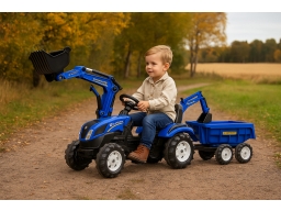 Produktguide testar Falk Traktorgrävare inkl. vagn med tipp New Holland