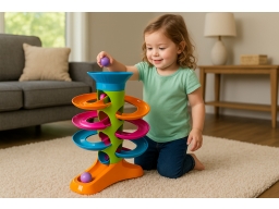 Produktguide testar Fat Brain Toys RollAgain Tower stor kulbana