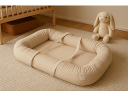 Produktguide testar Liewood babynest Gro, confetti sandy